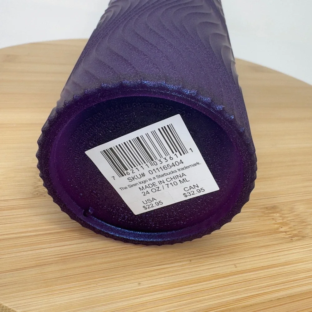 Starbucks 24 oz Purple Iridescent Wavy Texture Venti Cold Cup Tumbler NEW EUC